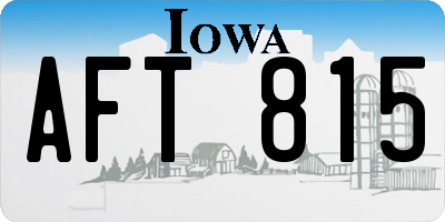 IA license plate AFT815