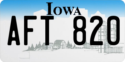 IA license plate AFT820