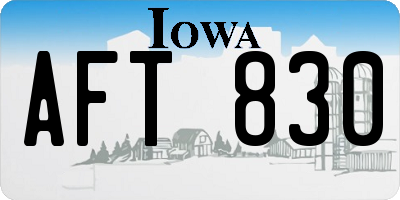 IA license plate AFT830
