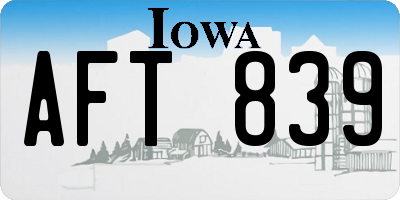 IA license plate AFT839
