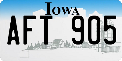 IA license plate AFT905