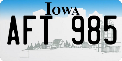IA license plate AFT985