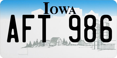 IA license plate AFT986