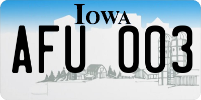 IA license plate AFU003