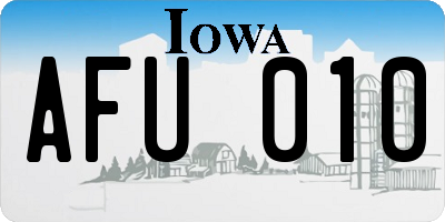 IA license plate AFU010