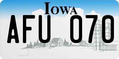 IA license plate AFU070