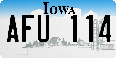 IA license plate AFU114