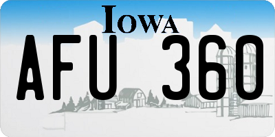IA license plate AFU360