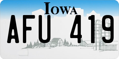 IA license plate AFU419