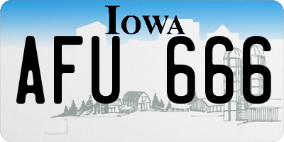 IA license plate AFU666