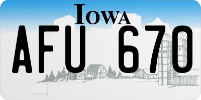 IA license plate AFU670