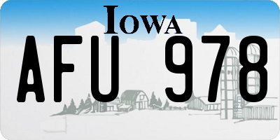 IA license plate AFU978