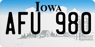 IA license plate AFU980