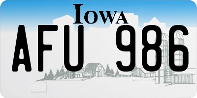 IA license plate AFU986