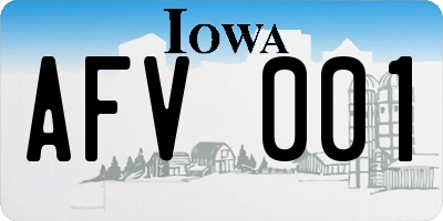 IA license plate AFV001