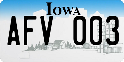 IA license plate AFV003