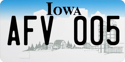 IA license plate AFV005