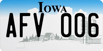 IA license plate AFV006