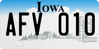 IA license plate AFV010