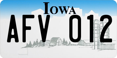 IA license plate AFV012
