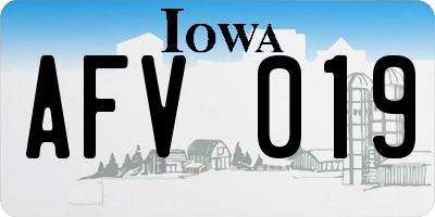 IA license plate AFV019