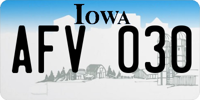 IA license plate AFV030