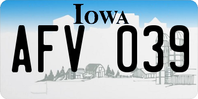 IA license plate AFV039