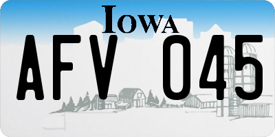 IA license plate AFV045