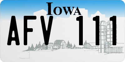 IA license plate AFV111