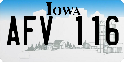 IA license plate AFV116