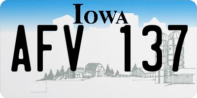 IA license plate AFV137