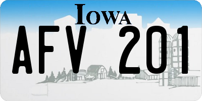 IA license plate AFV201
