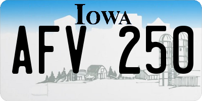 IA license plate AFV250