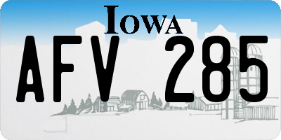 IA license plate AFV285