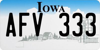 IA license plate AFV333