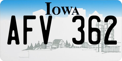 IA license plate AFV362