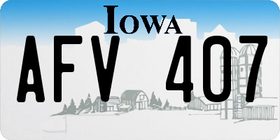 IA license plate AFV407