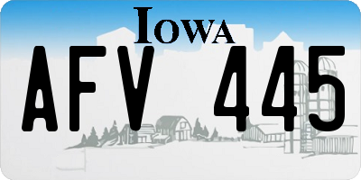 IA license plate AFV445