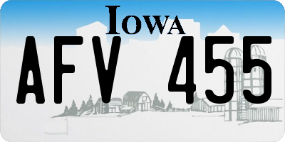 IA license plate AFV455
