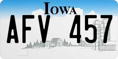 IA license plate AFV457