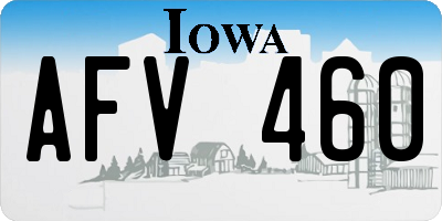 IA license plate AFV460