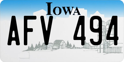 IA license plate AFV494