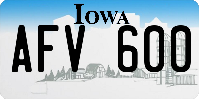 IA license plate AFV600