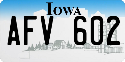 IA license plate AFV602