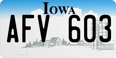 IA license plate AFV603
