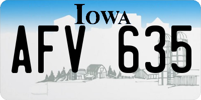 IA license plate AFV635