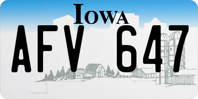 IA license plate AFV647