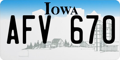 IA license plate AFV670