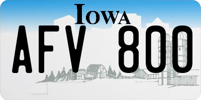 IA license plate AFV800