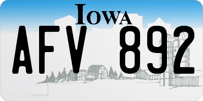 IA license plate AFV892